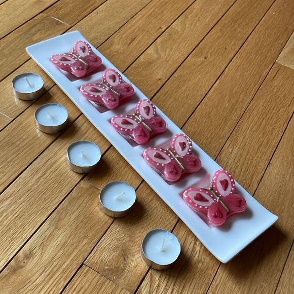 5-Tea-light Ceramic Candle Holder & 10 Teslights - Picture 1 of 11